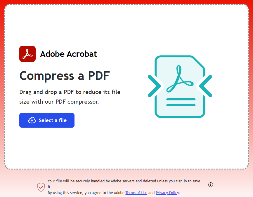 어도비 PDF 압축기 사이트 접속 화면