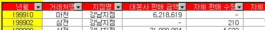 자동 필터 예제 화면 1