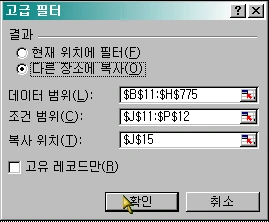 고급 필터Ⅰ 예제 화면 1