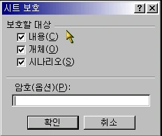 통합 문서와 시트에 암호 설정하기 예제 화면 2