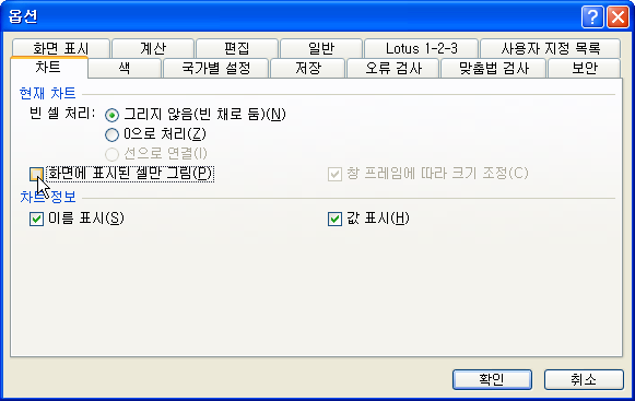 이제 원본 데이터를 숨기더라도 차트에는 아무런 영향을 미치지 않게 됩니다.