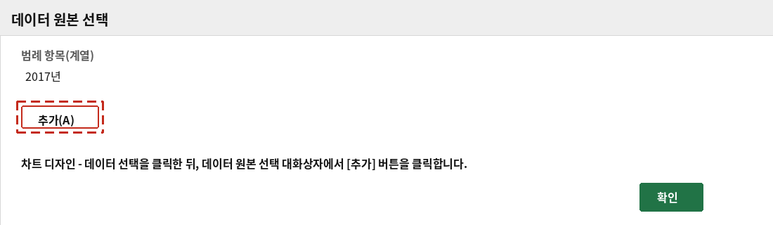 데이터 원본 선택 대화상자에서 추가 버튼을 클릭하는 화면