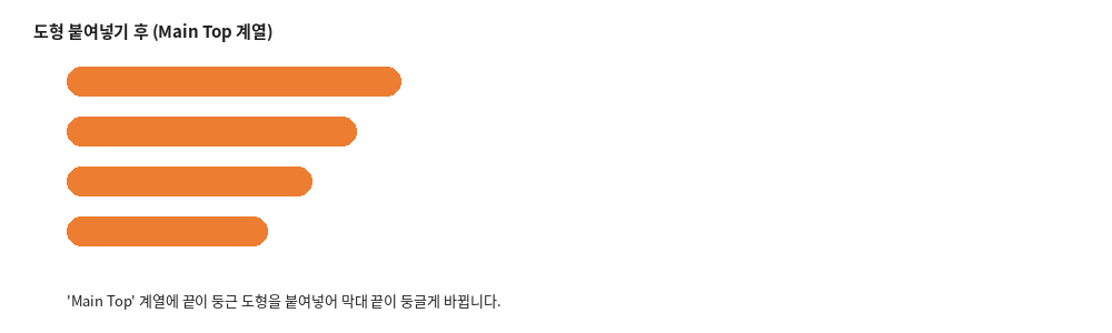 끝이 둥근 도형을 Main Top 계열에 붙여넣은 결과