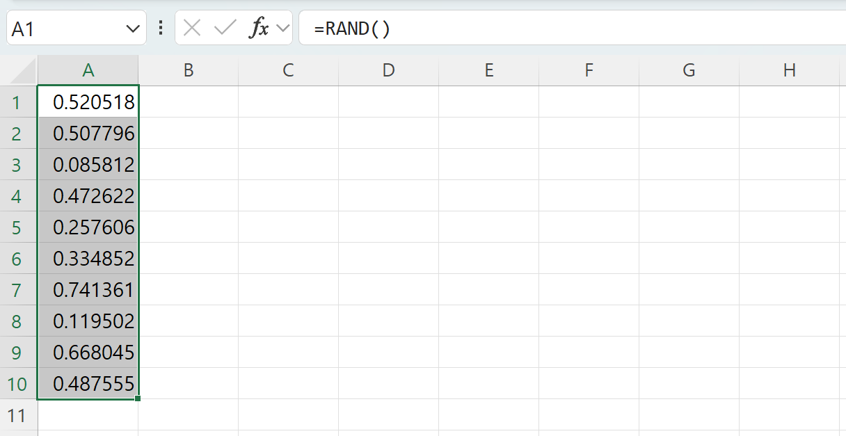 난수 영역을 범위뢰 지정하고 '복사'