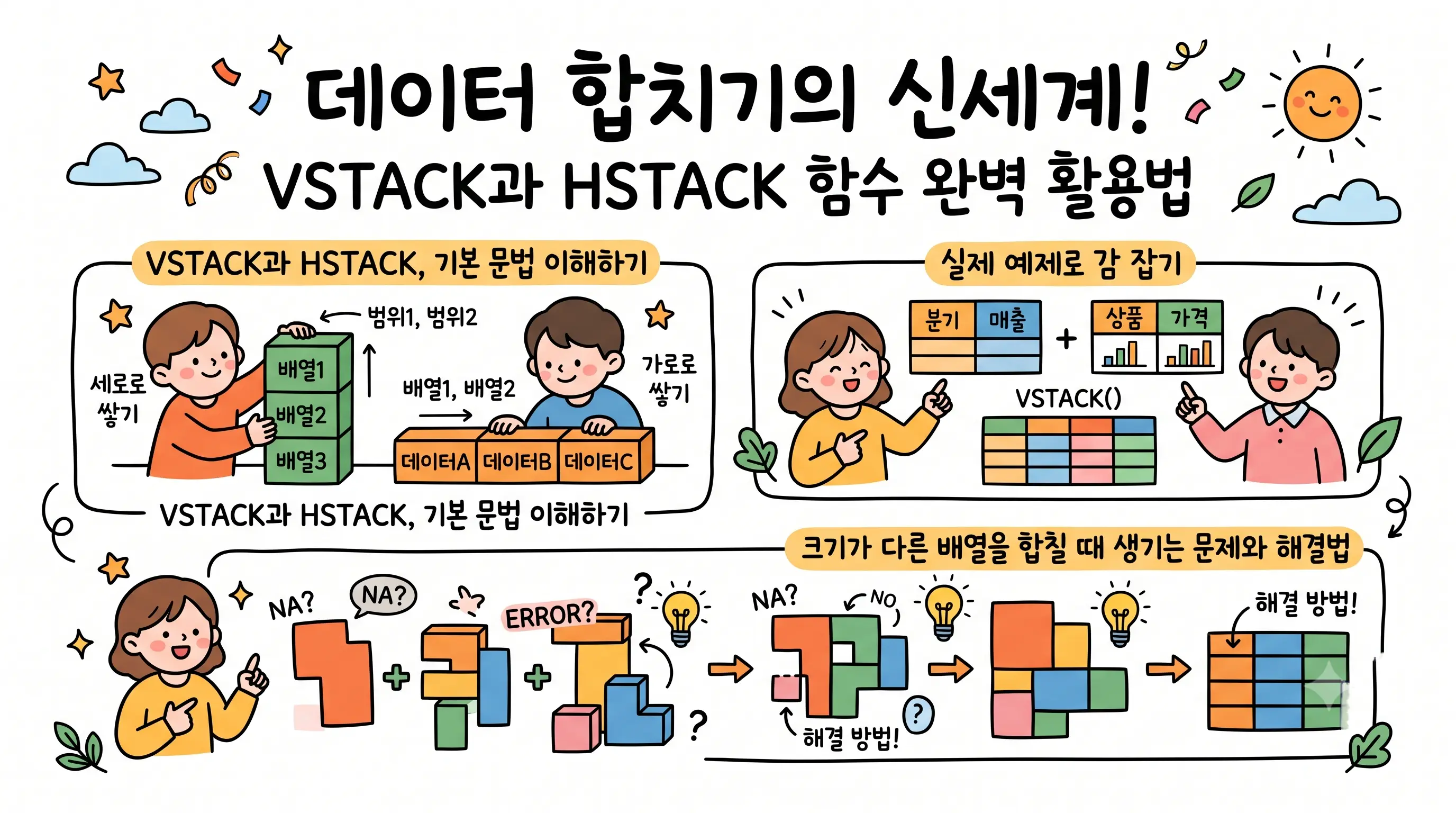 엑셀 VSTACK 및 HSTACK 함수 활용법