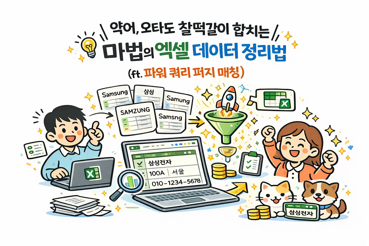 엑셀 VLOOKUP 오류 해결을 위한 파워 쿼리 퍼지 매칭(유사 일치) 데이터 자동 정리 방법