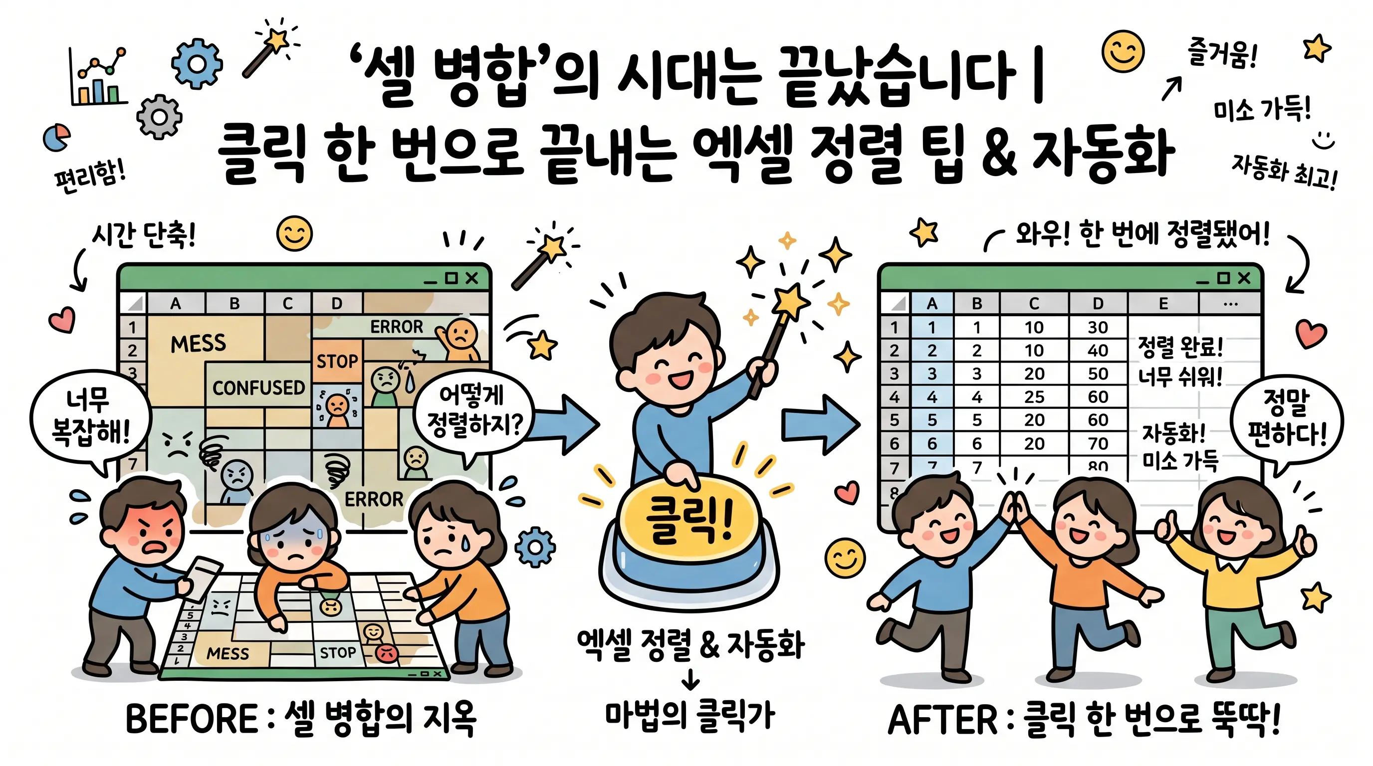 엑셀 셀 병합 안될때 해결 방법으로 선택 영역의 가운데로 정렬 기능을 적용한 결과 화면