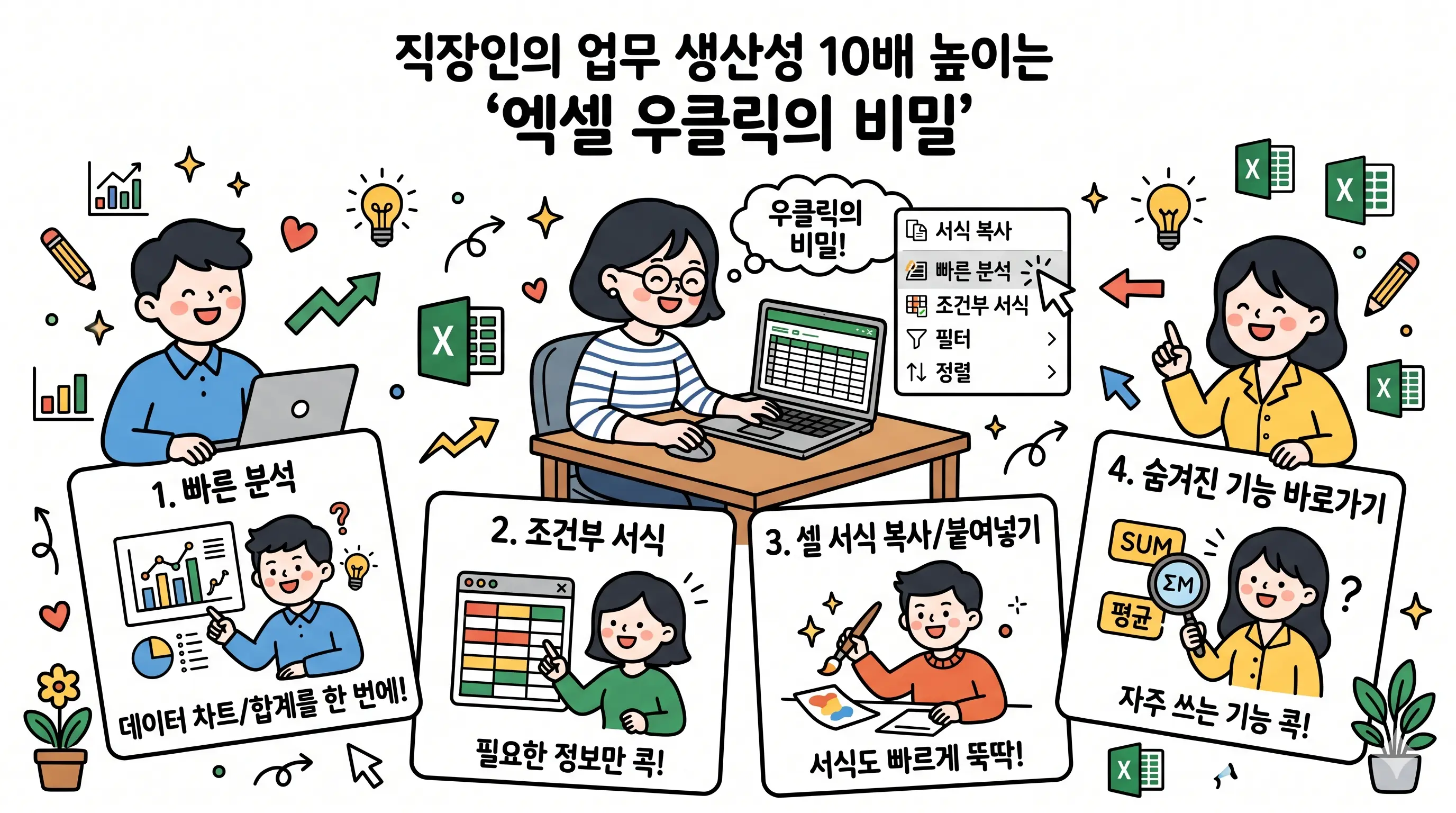 엑셀 우클릭 메뉴를 활용한 업무 생산성 향상 예시