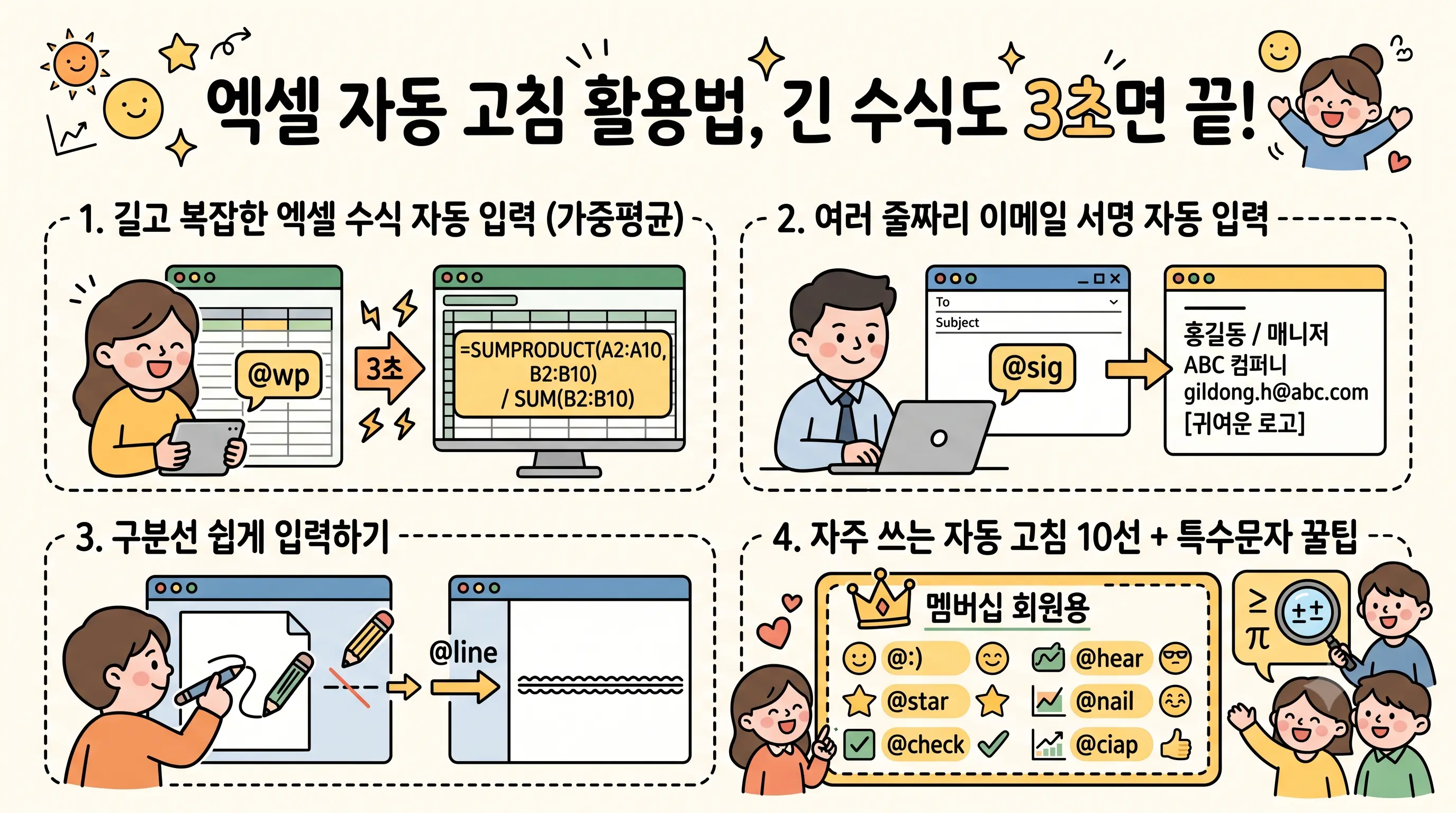 엑셀 자동 고침 활용법으로 긴 수식을 3초 만에 완성하는 방법