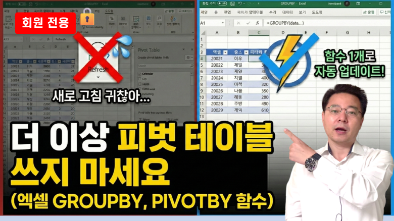 더 이상 피벗 테이블 쓰지 마세요 | 엑셀 GROUPBY, PIVOTBY 함수 완벽 가이드