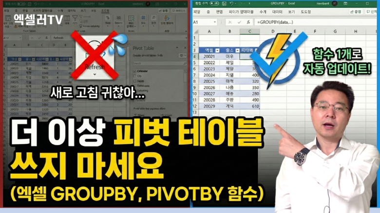 더 이상 피벗 테이블 쓰지 마세요 | 엑셀 GROUPBY, PIVOTBY 함수 완벽 가이드
