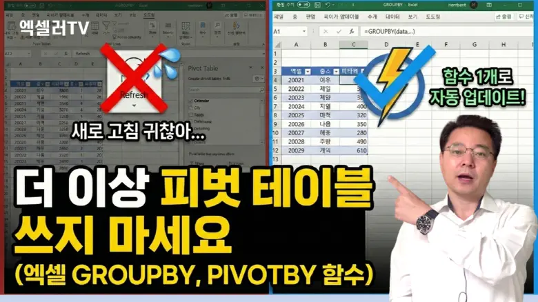 더 이상 피벗 테이블 쓰지 마세요 | 엑셀 GROUPBY, PIVOTBY 함수 완벽 가이드