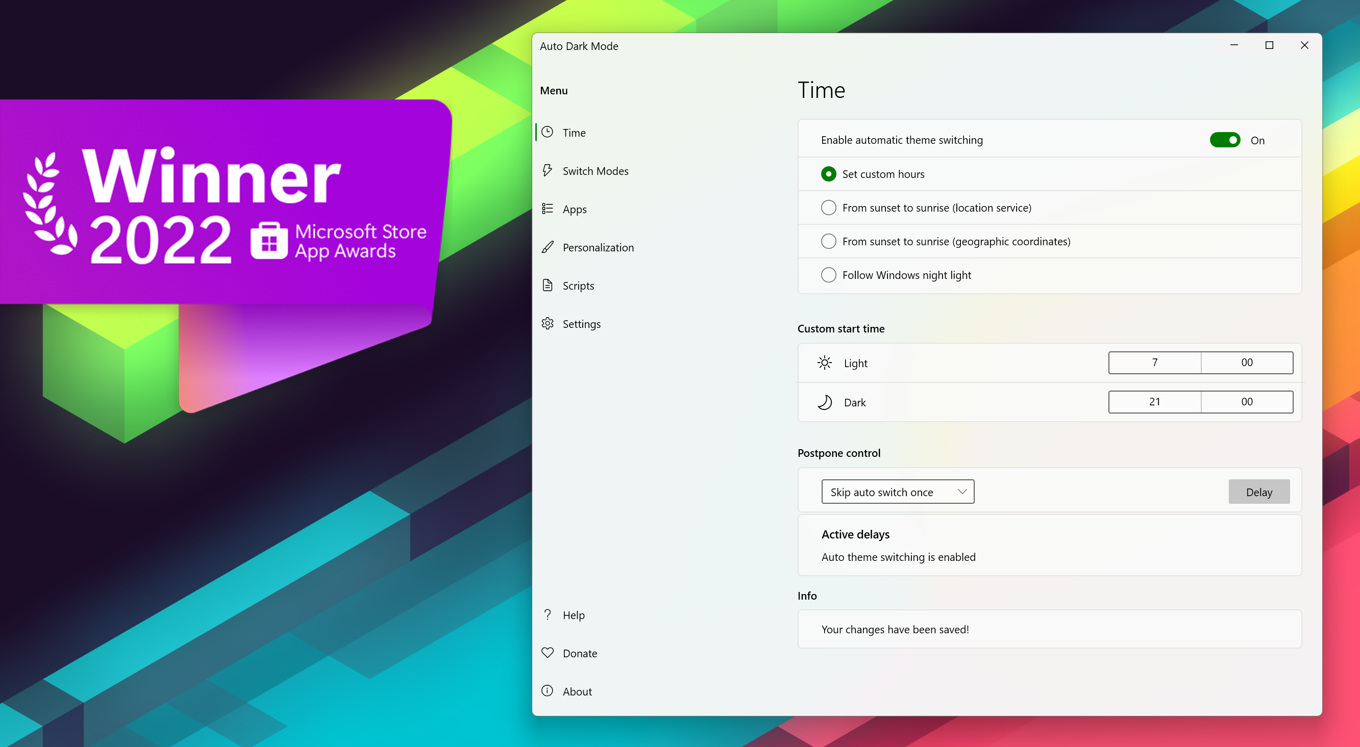 auto Dark Mode 프로그램 화면