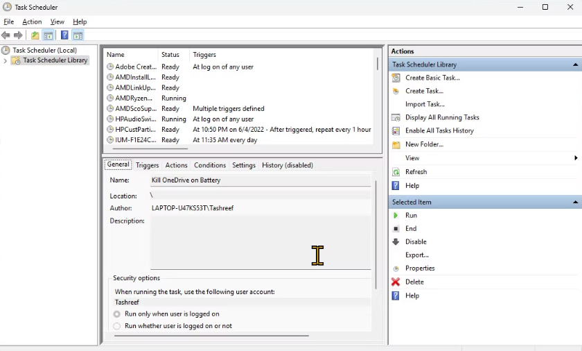 작업 스케줄러 프로그램 화면