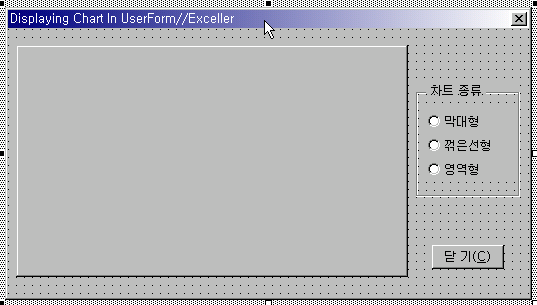 차트를 표시할 UserForm: Image 컨트롤, 차트 종류 옵션버튼, 닫기 버튼